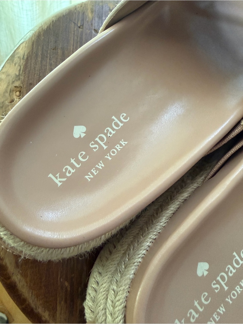 kate spade Neutral Beige Crisscross Espadrille Platform Slides - Picture 5 of 6